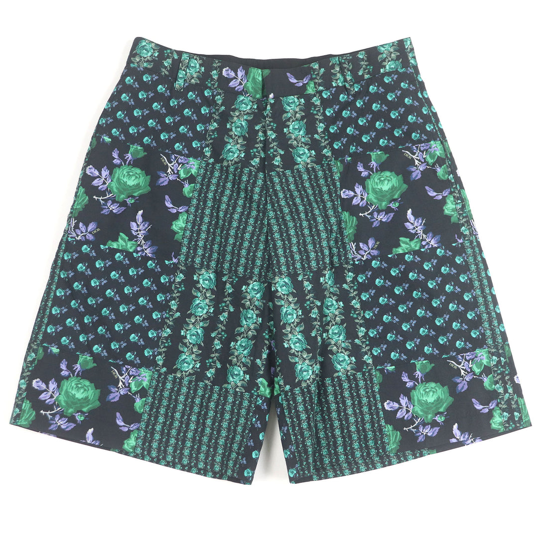 Excellent DIOR Pants Rose print short shorts black cotton mens 46 293C170A5680