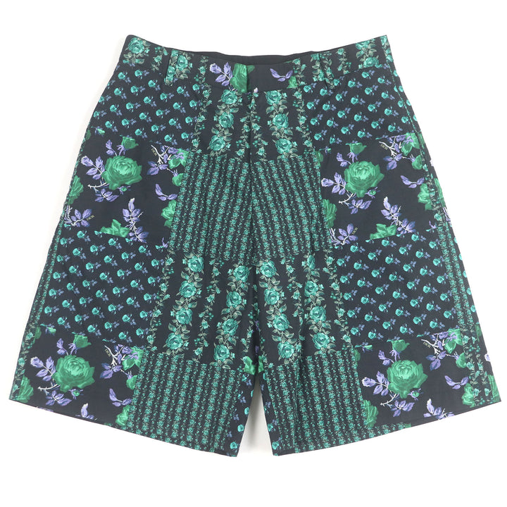Excellent DIOR Pants Rose print short shorts black cotton mens 46 293C170A5680