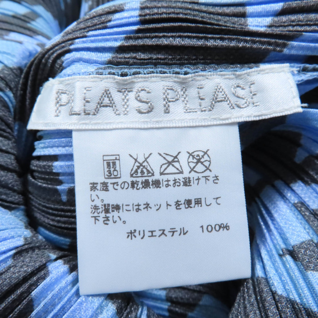 PLEATS PLEASE トップス 千鳥格子柄 ノースリーブトップ ブルー レディース 4 PP41-JK616