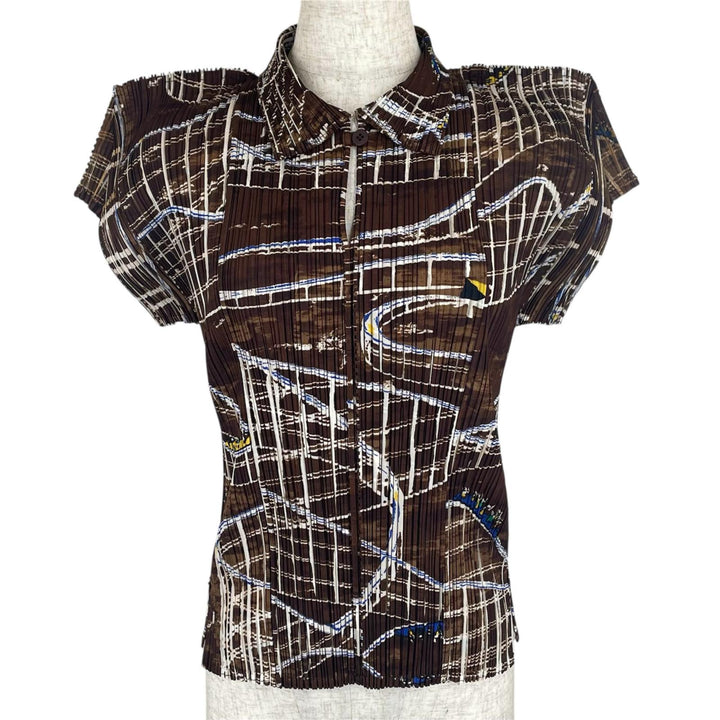 PLEATS PLEASE Tシャツ ジェットコースター柄 半袖 3 PP43-JK582 美品