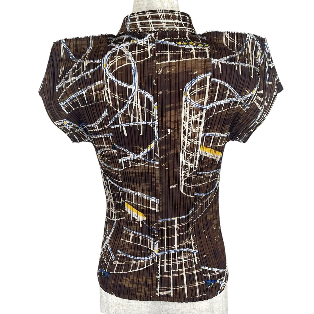 PLEATS PLEASE Tシャツ ジェットコースター柄 半袖 3 PP43-JK582 美品