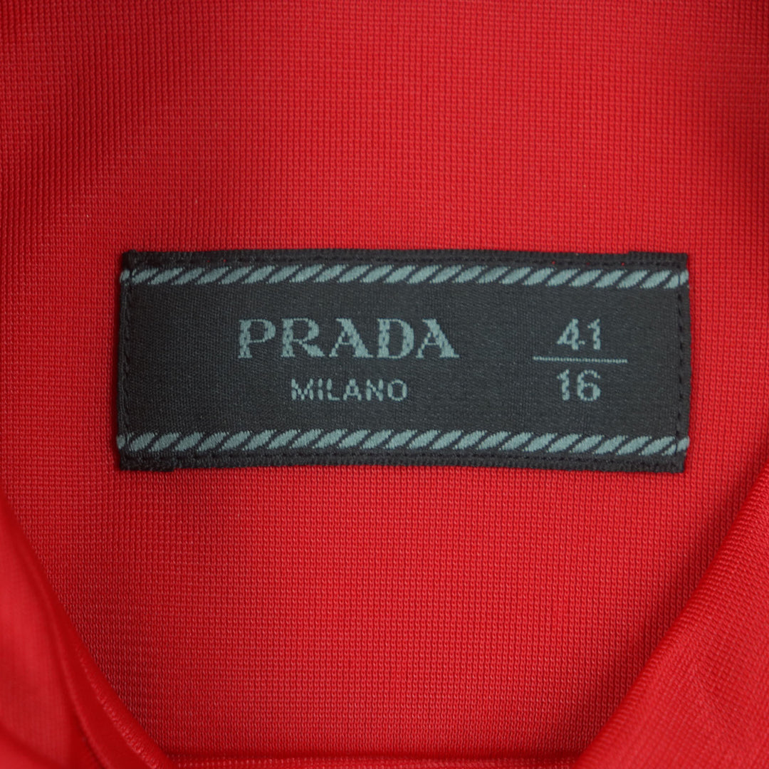 Excellent PRADA Long sleeve shirt long sleeves Red polyamide mens 41 UCN203
