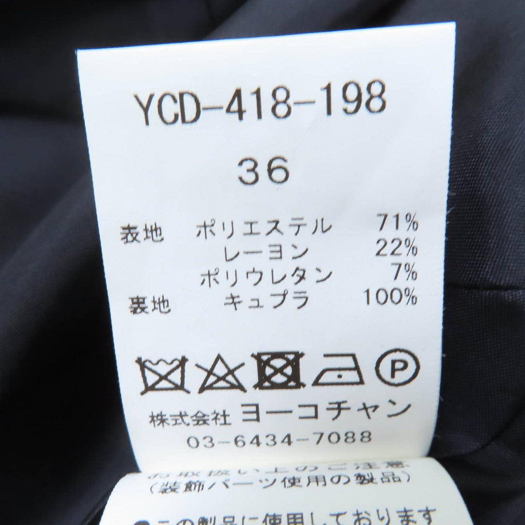 ヨーコチャン ワンピース ノースリーブ フェイクパール付き ダークネイビー レディース 36 YCD-418-198