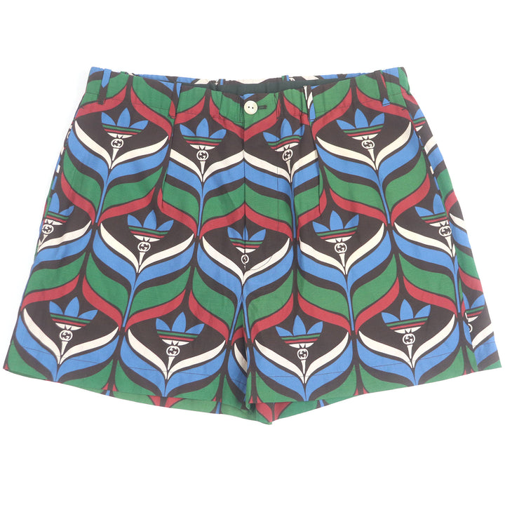 新品 GUCCI×adidas ショートパンツ トレフォイル GGロゴ マルチカラー レーヨン メンズ 50 702439