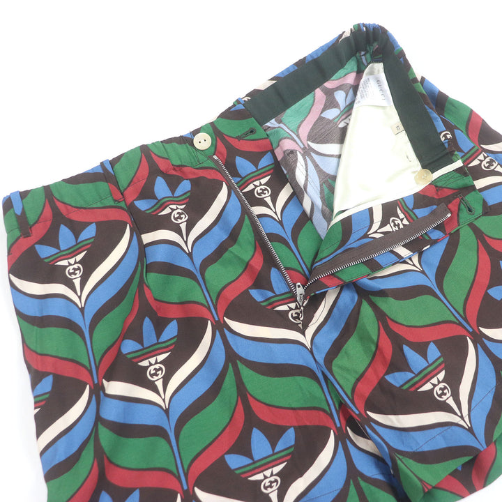 新品 GUCCI×adidas ショートパンツ トレフォイル GGロゴ マルチカラー レーヨン メンズ 50 702439