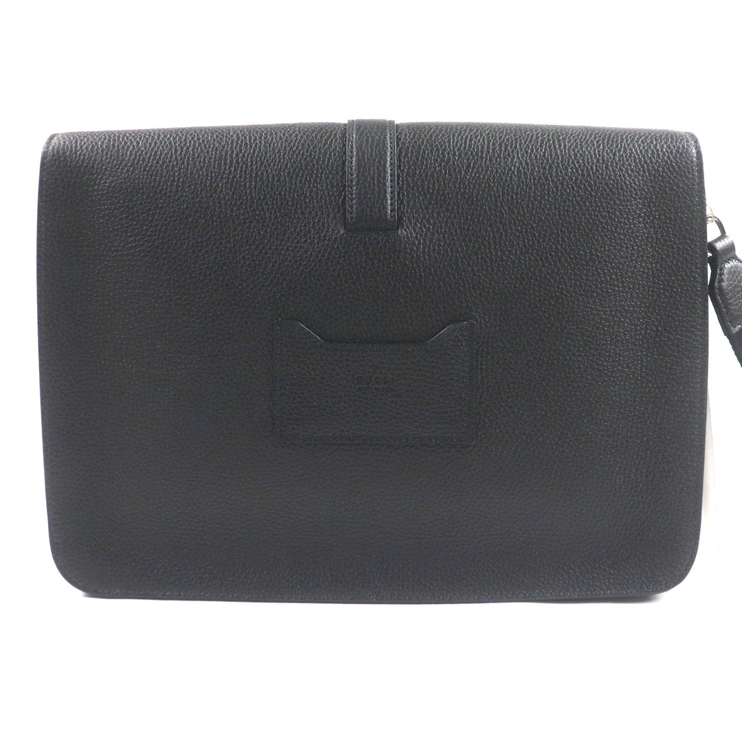GUCCI Clutch bag Flap-type business case black leather mens 816755