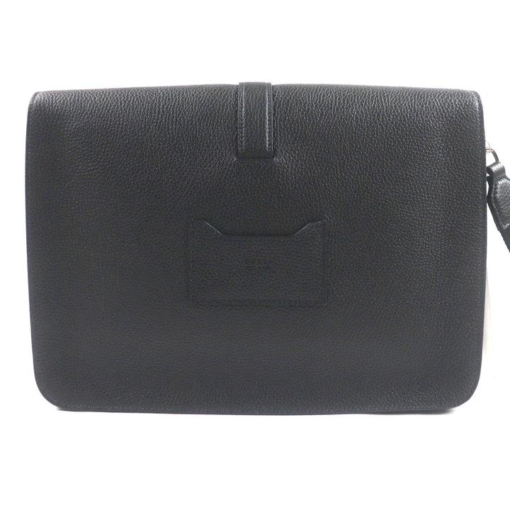 GUCCI Clutch bag Flap-type business case black leather mens 816755