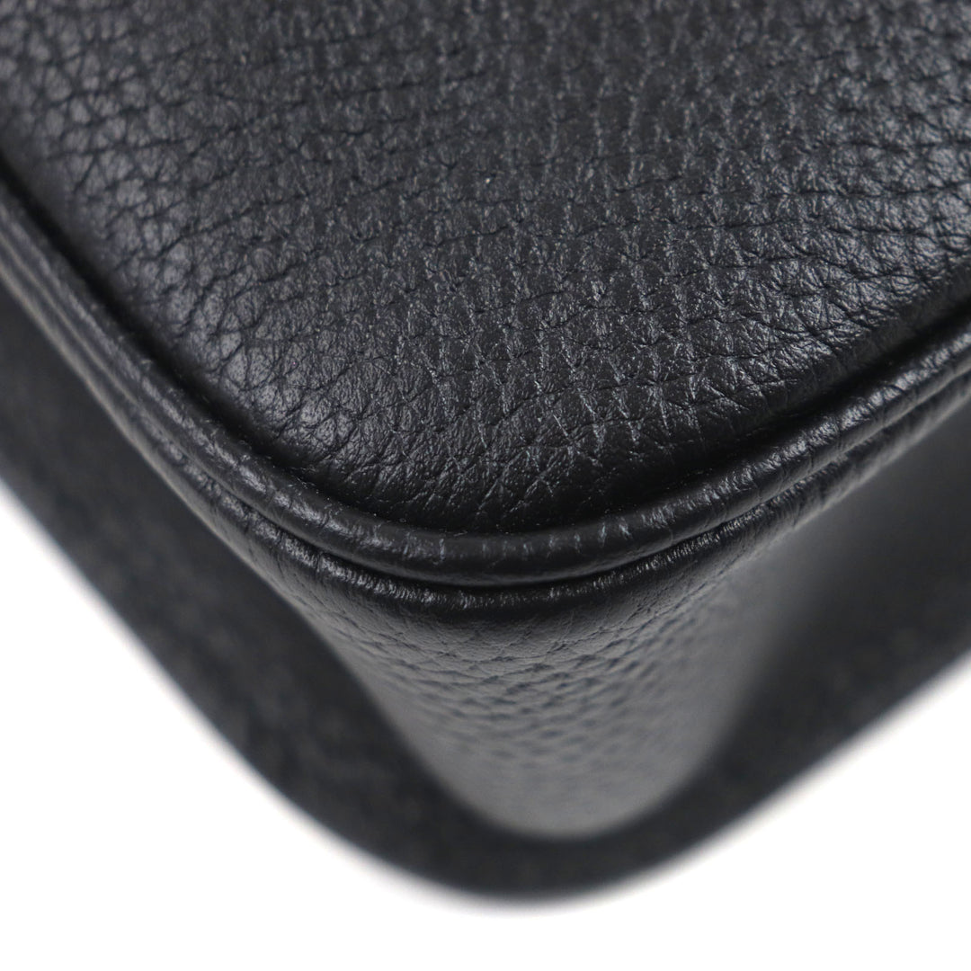 GUCCI Clutch bag Flap-type business case black leather mens 816755