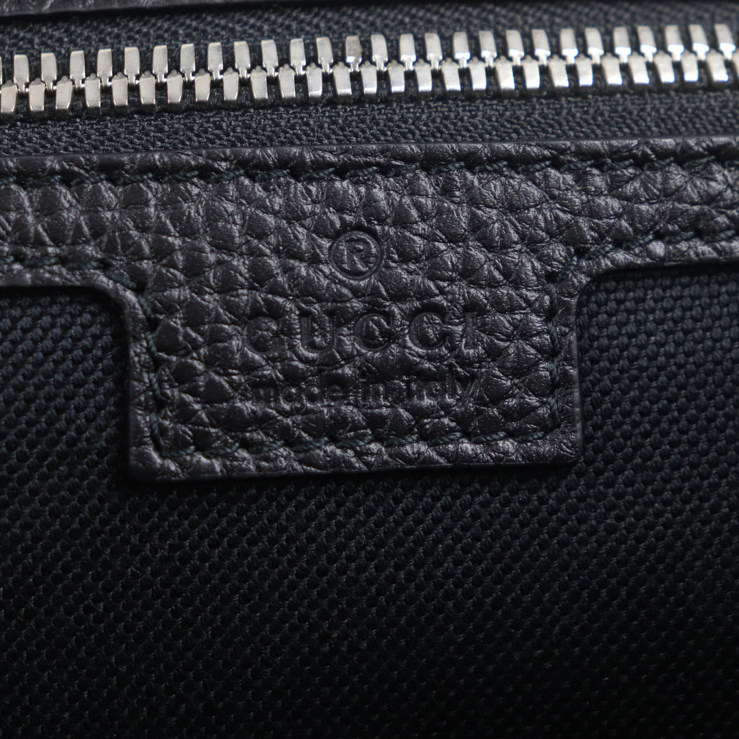 GUCCI Clutch bag Flap-type business case black leather mens 816755