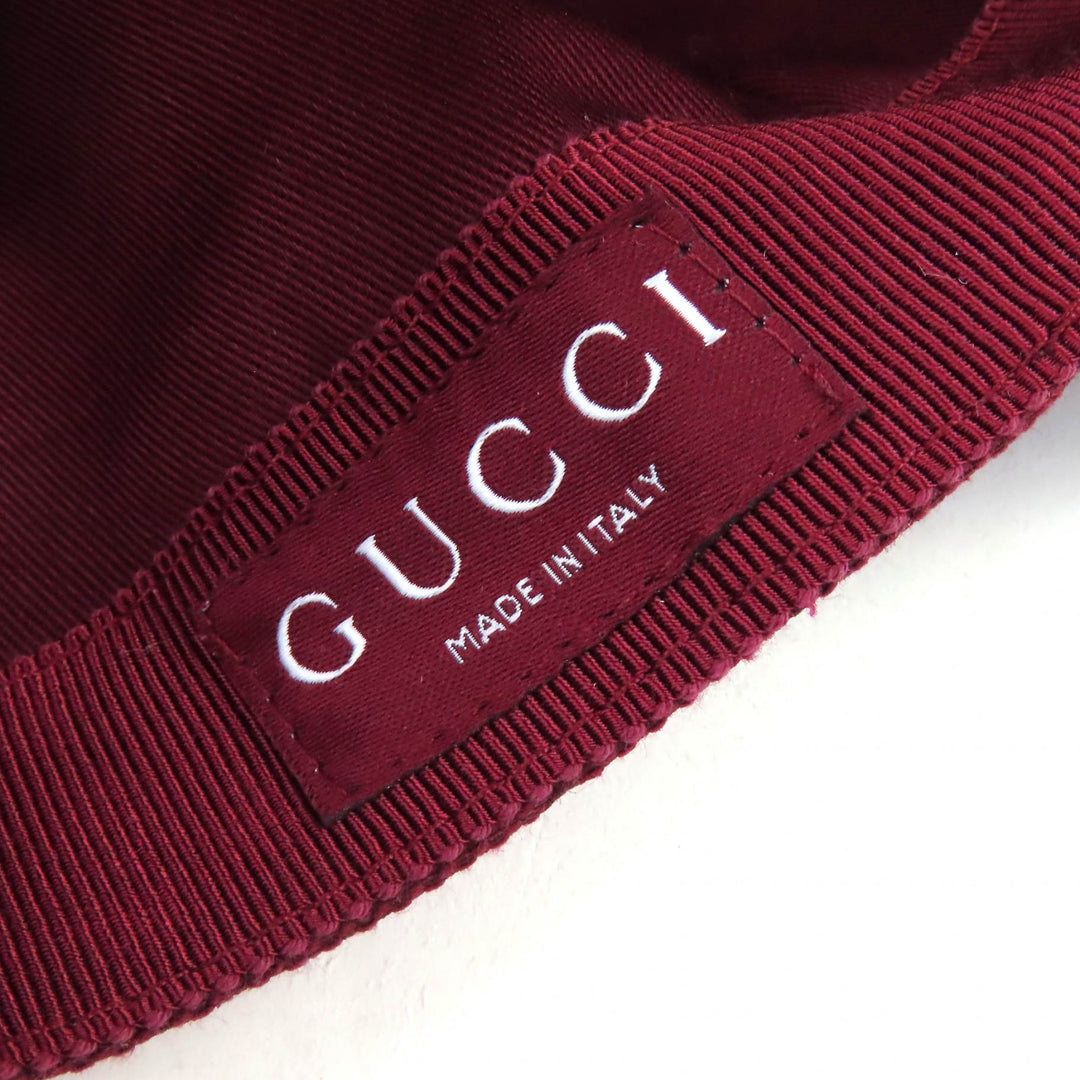 新品 GUCCI キャップ GGモノグラムキャンバス＆レザー ボルドー コットン レディース L 833272