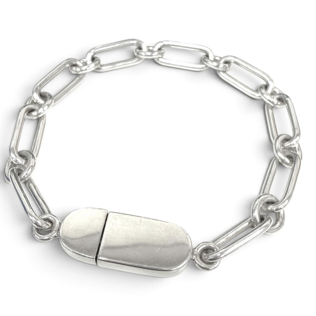 Great GUCCI bracelet Oval Link Chain Silver SV925 mens