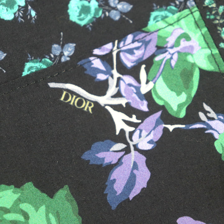 DIOR 半袖シャツ グリーン ブラック コットン メンズ 40 293C517A5679 美品