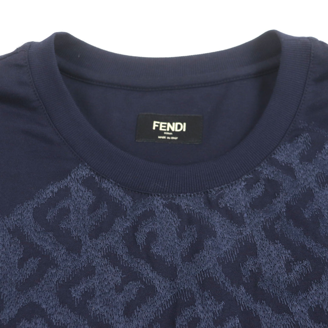 フェンディ 半袖Tシャツ ネイビー コットン メンズ S FY0936 美品