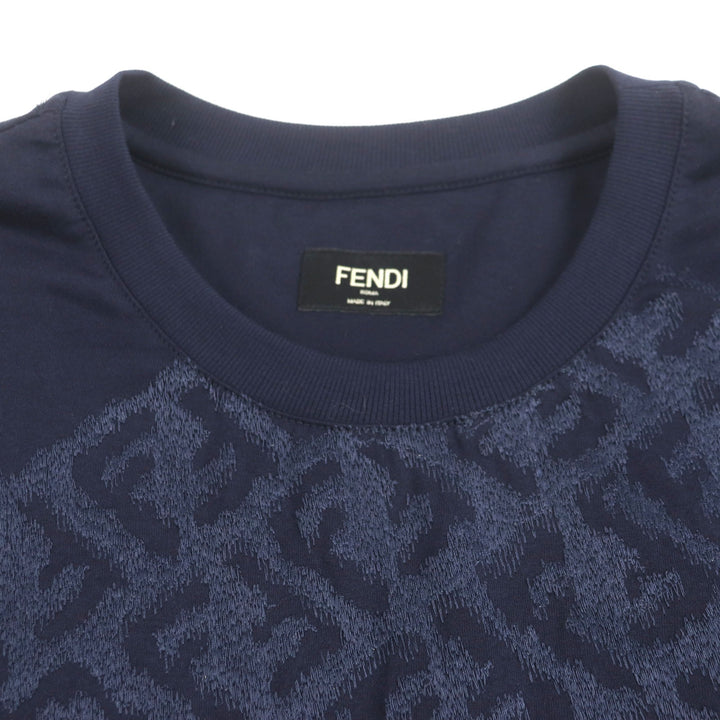 フェンディ 半袖Tシャツ ネイビー コットン メンズ S FY0936 美品