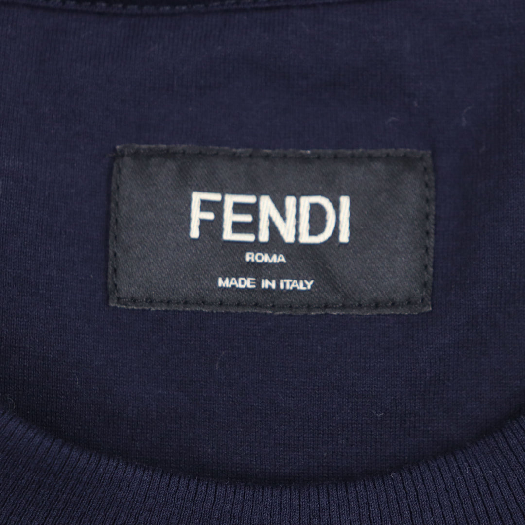 フェンディ 半袖Tシャツ ネイビー コットン メンズ S FY0936 美品