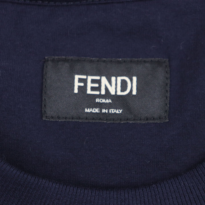 フェンディ 半袖Tシャツ ネイビー コットン メンズ S FY0936 美品
