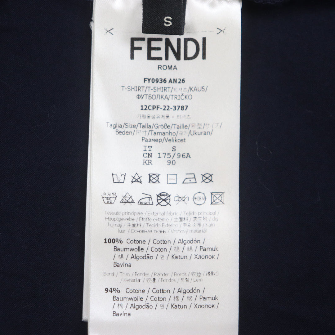 Excellent FENDI Short sleeve T-shirt Navy cotton mens S FY0936