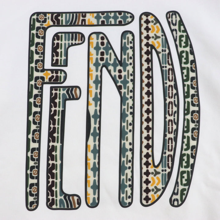 Excellent FENDI hoodie Logo print pullover white cotton mens L FAF595