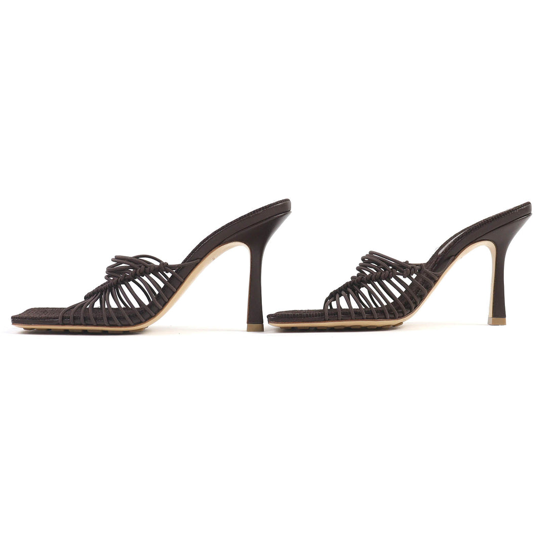 Pristine BOTTEGAVENETA Mule CINDY stretch sandals Bitter Chocolate 36