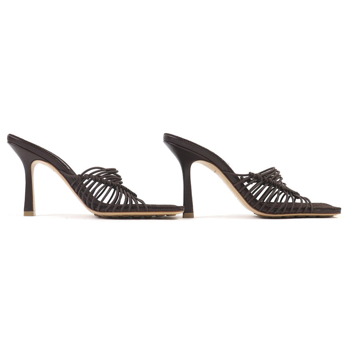 Pristine BOTTEGAVENETA Mule CINDY stretch sandals Bitter Chocolate 36