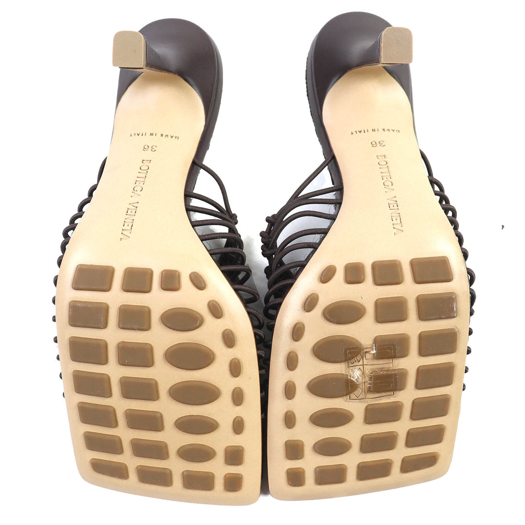 Pristine BOTTEGAVENETA Mule CINDY stretch sandals Bitter Chocolate 36