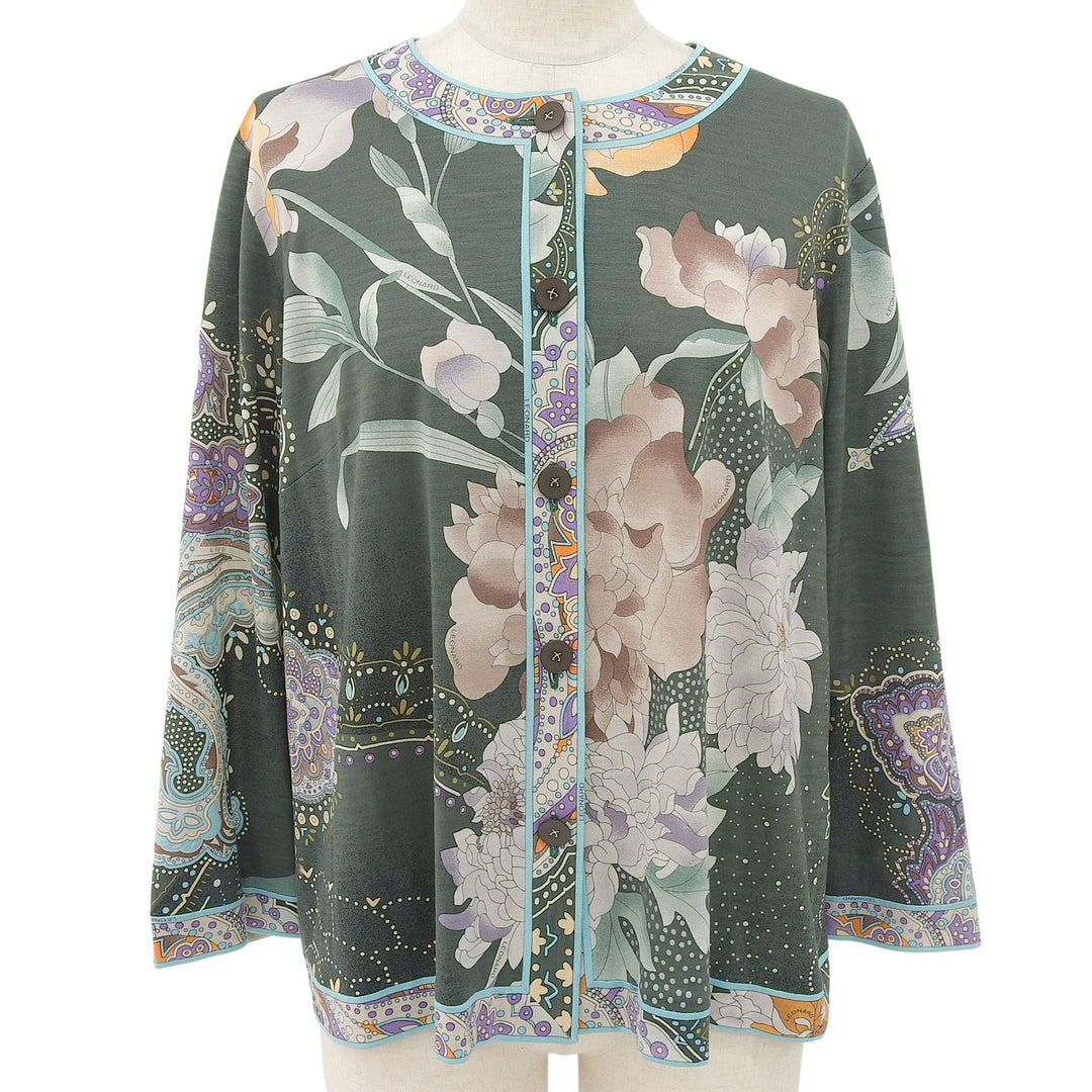 素晴らしいLEONARD FASHIONカーディガン 花柄 ペイズリー柄 長袖 レディース 349153