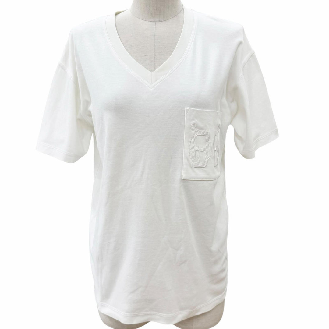 Great HERMES Short sleeve T-shirt white cotton Women 34