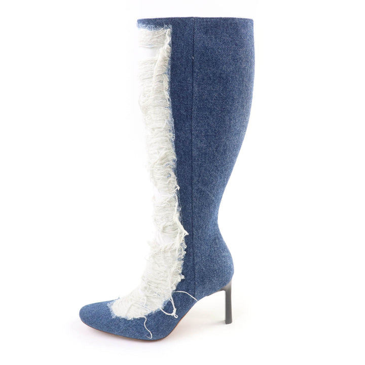 Excellent LOEWE Knee-high boots Ripped Denim Indigo denim Women 36 L815285X36