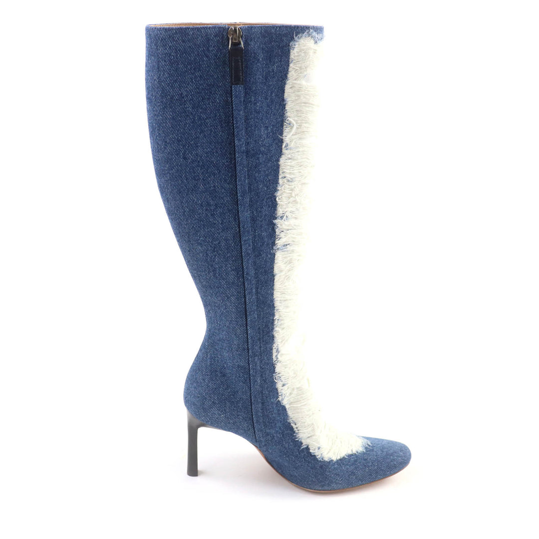 Excellent LOEWE Knee-high boots Ripped Denim Indigo denim Women 36 L815285X36