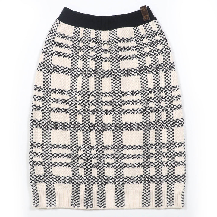 Excellent LOUIS VUITTON Tight Skirt knit skirt White black wool Women M