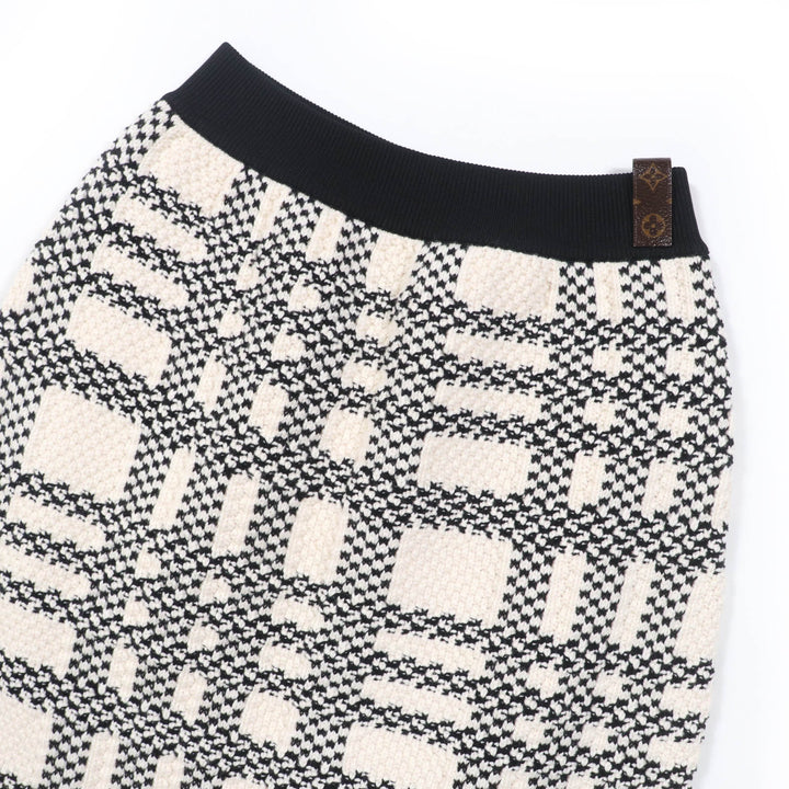 Excellent LOUIS VUITTON Tight Skirt knit skirt White black wool Women M
