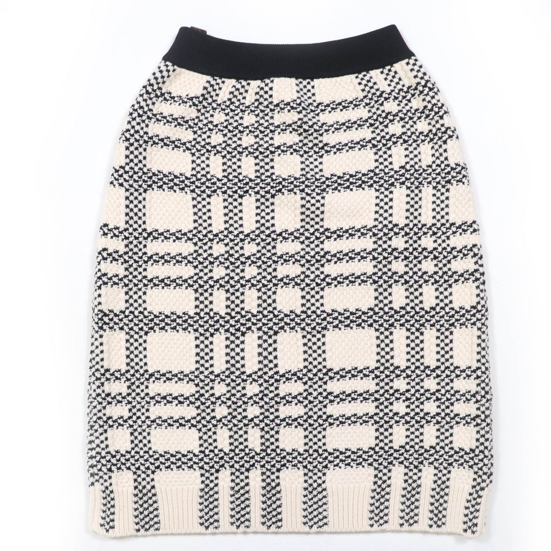 Excellent LOUIS VUITTON Tight Skirt knit skirt White black wool Women M