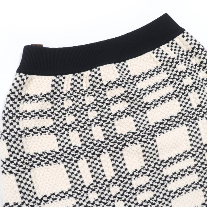 Excellent LOUIS VUITTON Tight Skirt knit skirt White black wool Women M