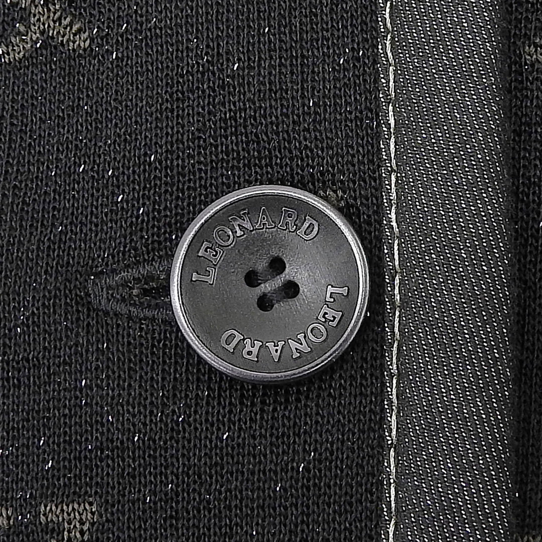 素晴らしいLEONARD FASHIONジャケットラメロゴ柄ブラックシルクレディースL