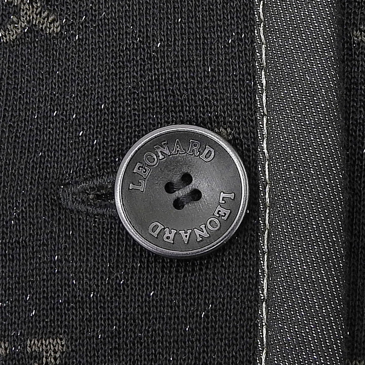 素晴らしいLEONARD FASHIONジャケットラメロゴ柄ブラックシルクレディースL