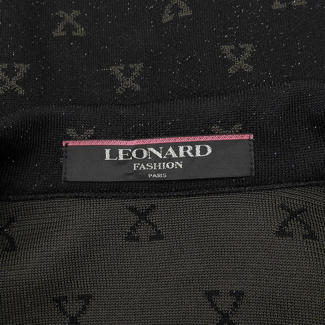 素晴らしいLEONARD FASHIONジャケットラメロゴ柄ブラックシルクレディースL
