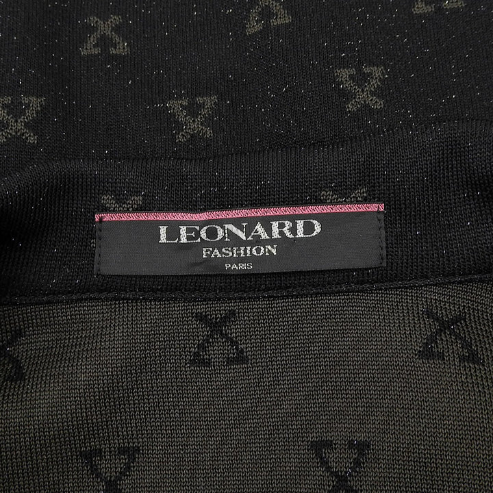 素晴らしいLEONARD FASHIONジャケットラメロゴ柄ブラックシルクレディースL