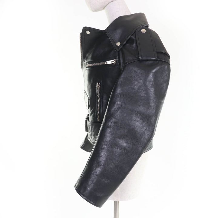 素晴らしい BALENCIAGA レザージャケット スウィングトップ レザー ブラック 牛革 レディース 34 446474