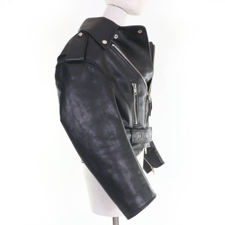 素晴らしい BALENCIAGA レザージャケット スウィングトップ レザー ブラック 牛革 レディース 34 446474