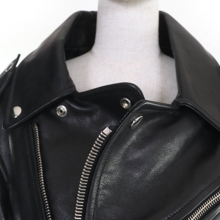 素晴らしい BALENCIAGA レザージャケット スウィングトップ レザー ブラック 牛革 レディース 34 446474