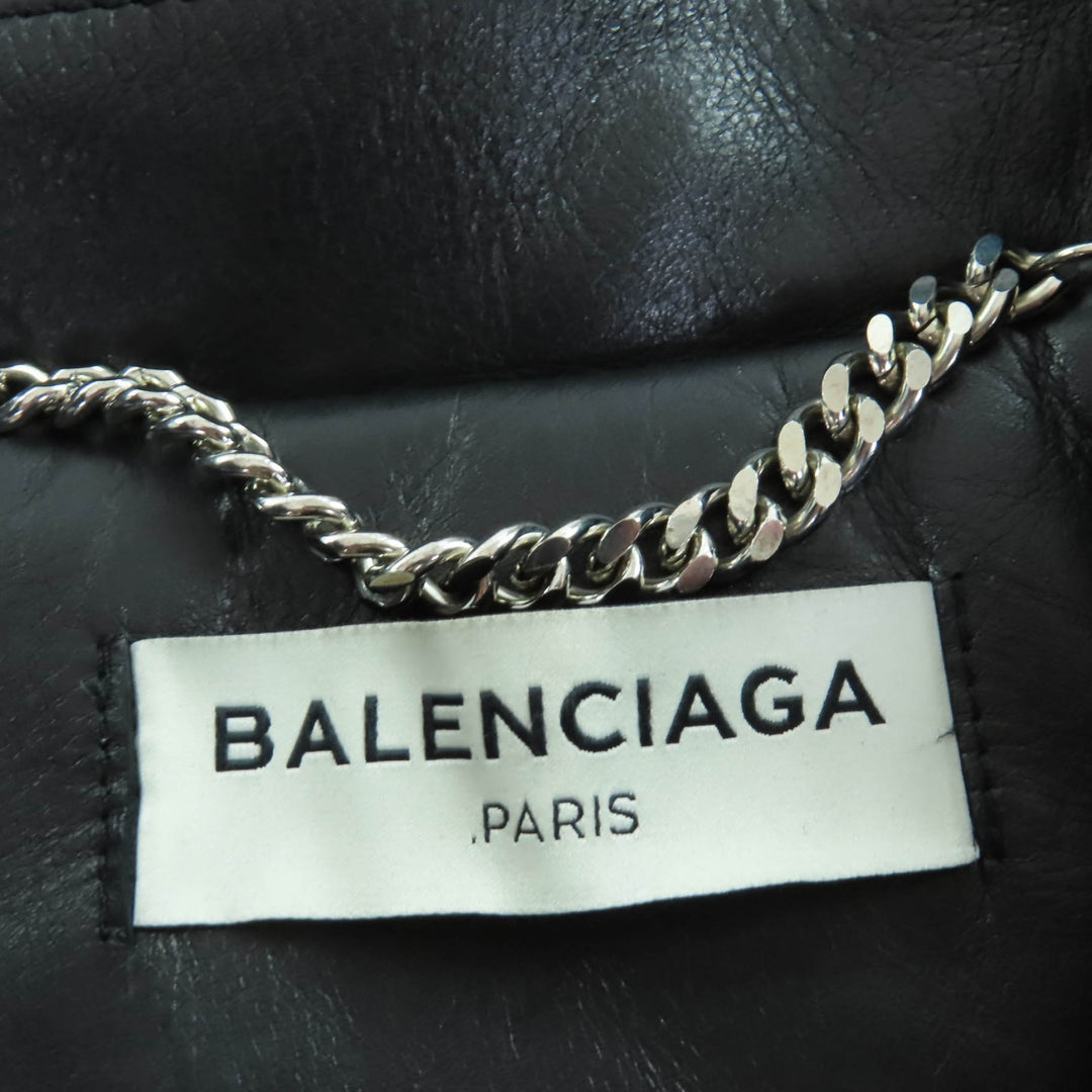 素晴らしい BALENCIAGA レザージャケット スウィングトップ レザー ブラック 牛革 レディース 34 446474