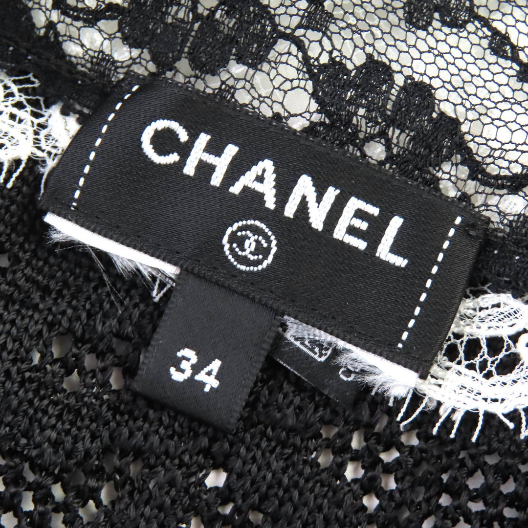 CHANEL ワンピース ラインストーン ココマーク パーツ リボンプリント 34 P76998