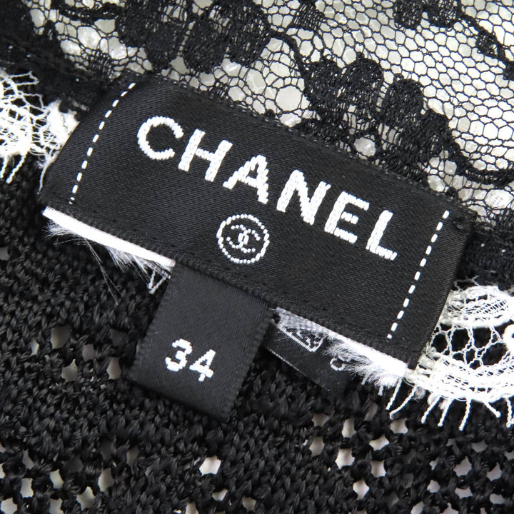 CHANEL ワンピース ラインストーン ココマーク パーツ リボンプリント 34 P76998