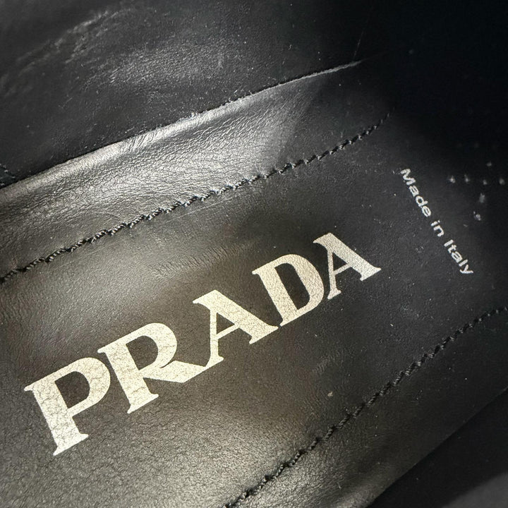 Great PRADA Leather shoes Wingtip Medallion Lace-up black leather Women 36
