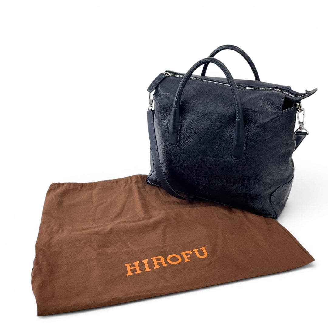 Great HIROFU Shoulder Bag duo 2WAY Dark navy Cowhide Women