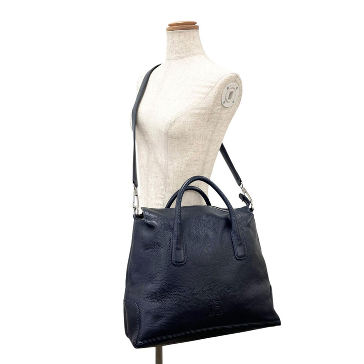 Great HIROFU Shoulder Bag duo 2WAY Dark navy Cowhide Women