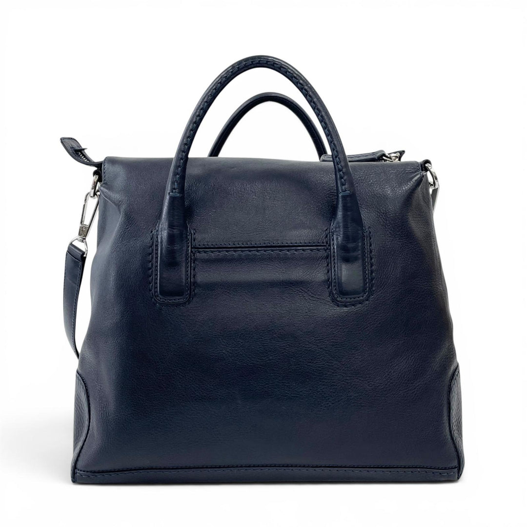 Great HIROFU Shoulder Bag duo 2WAY Dark navy Cowhide Women