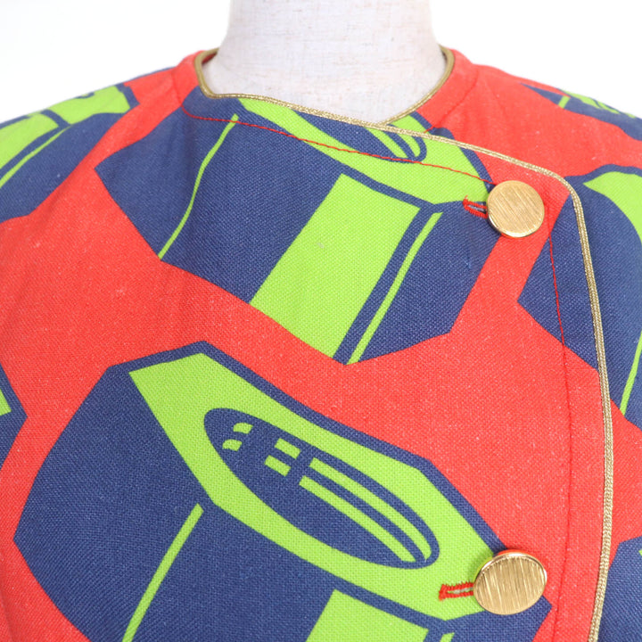 Pristine GUCCI Jacket Nut print belt included multicolor linen Women 36 746401