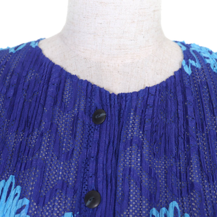 Excellent PLEATS PLEASE cardigan blue polyester Women 3 PP06-JO905