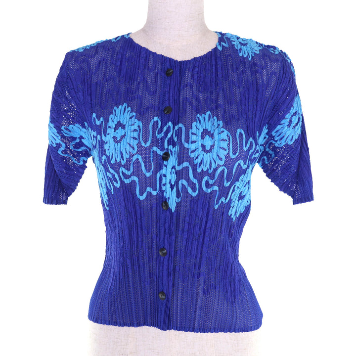 Excellent PLEATS PLEASE cardigan blue polyester Women 3 PP06-JO905